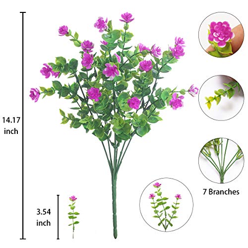 Artificial Flowers Outdoor,8 Bundles UV Resistant Fake Flowers,Outside Plastic Faux Flowers Greenery Shrubs Plants for Indoor Outdoor Planter Home Porch Decor(Orchid) - color: Orchid, size: 8 Bundles