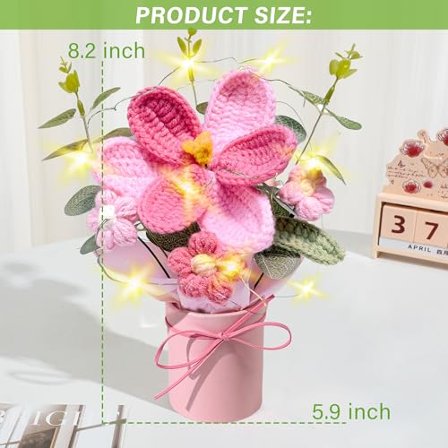 Vynora Crochet Daisy Flowers Bouquet, Handmade Daisy Artificial Flowers with Card for Mother's Day, Birthday, Wedding, Home Decor, Teacher's Day, Grandma Bday Gift (Pink-1) - color: Pink-1