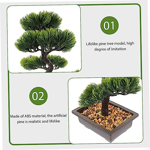 Space Saving Faux Bonsai Pine Tree Decorative Plant Ornament, 418g - color: As Shown 1