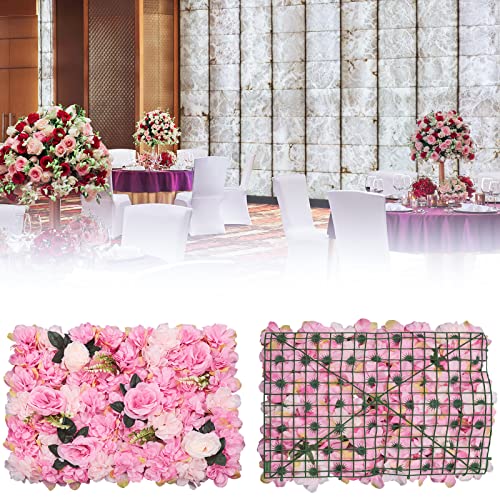 Flower Wall Panel Set, 12 Pcs Artificial Dahlia Rose, Dark Pink, Simple, Fashion, 24x16 Inch, Waterproof, Indoor Decoration - color: Dark Pink2