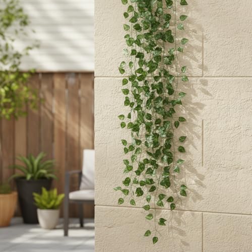 40 Pack 280 Feet Fake Greenery Hanging Garland, Artificial Ivy Leaf Plants, Vine Leaves, Flowers Foliage for Bedroom Garden Wall Decor - color: Green-40pack