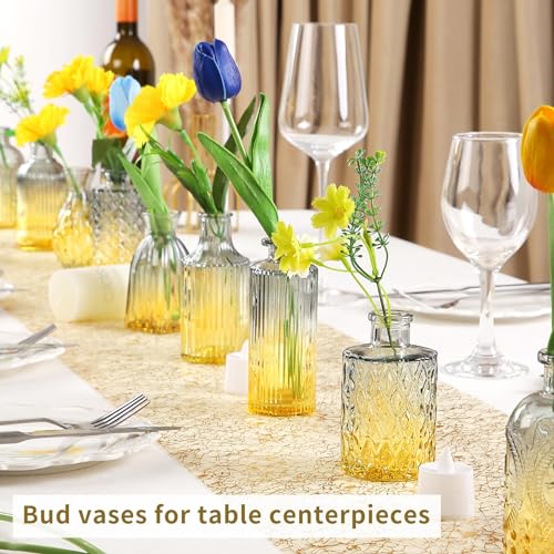 Glass Bud Vases in Bulk Set of 30 Pcs,Small Glass Vases for Flowers as Wedding Centerpieces for Tables,Clear Flower Vases Suitble for Wedding Decorations,Home Decor (Blue Yellow, 30 pcs) - color: Blue-yellow, size: 30 pcs