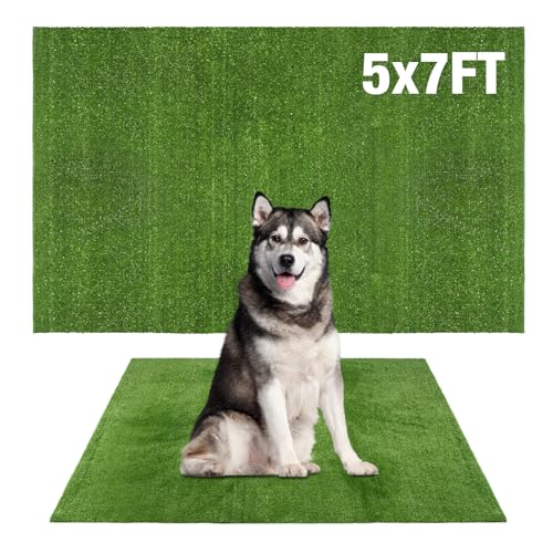 GLOBREEN Extre Large Artificial Grass for Dogs Potty, 5FTX7FT Fake Grass for Puppy Potty Training, Turf Rug for Pets Kennel Playpen Patio Balcony Indoor Outdoor - size: 5FTX7FT