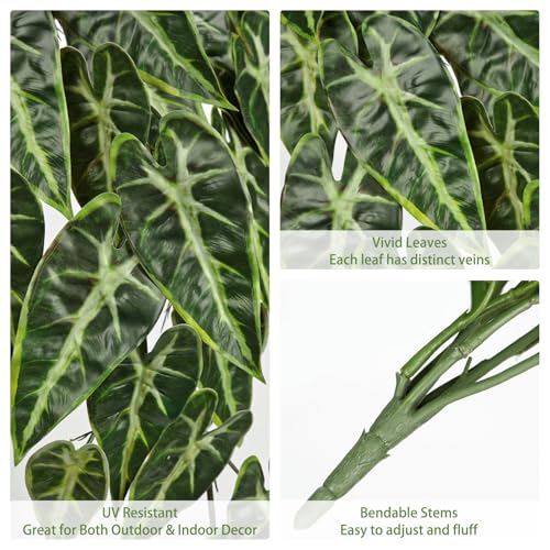 2 Packs UV Resistant Artificial Hanging Plants Outdoors & Indoors, 33" Large Fake Pothos Ivy Vines Plants Faux Monstera Hanging Greenery for Planter, Shelf, Window Box, Porch, Patio, Garden Decor - color: #Mix Green Monstera