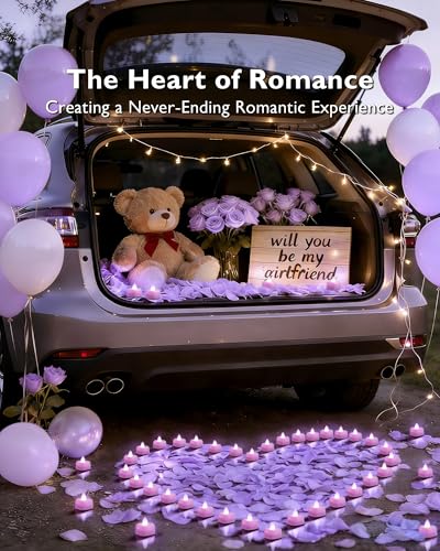 Amagic 2000 Pieces Light Purple Artificial Rose Petals with 24 Light Purple LED Tea Lights, Rose Petals and Candles Set for Proposal, Anniversary, Romantic Night, Wedding Decor - color: 24 Pcs Light Purple Candles + 2000 Pcs Light Purple Petals