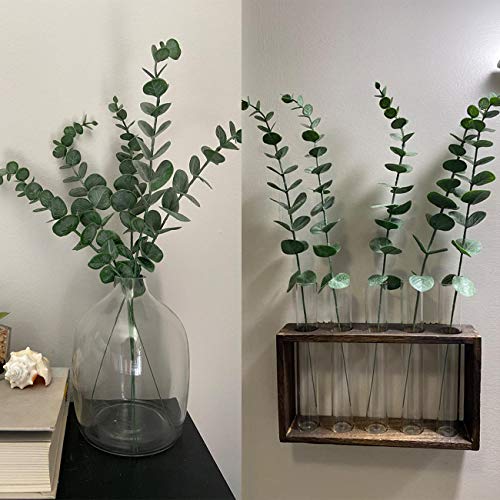 Tinsow 5 Pcs Real Touch Leaf Artificial Eucalyptus Stem Faux Eucalyptuses Wedding Bouquet Centerpiece Home Decor (Green) - color: Green