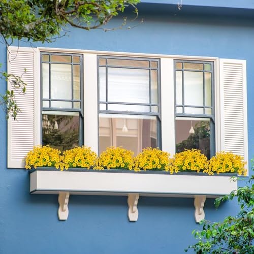 Outdoor Artificial Flowers 21 UV Resistant Bundles Fake Flower Plastic Plants Faux Silk Flowers Porch Hanging Garden Porch Window Box Decorating (Yellow) - color: Yellow