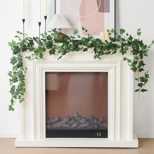 Mizii 3 Strands Artificial Vines Ivy Garland 74" Fake Vine with Silk Green Leaves Faux Hanging Plants Greenery Decoration for Outdoors Wedding Party Indoor Bedroom Home Wall Room Decor (Green) - color: Green