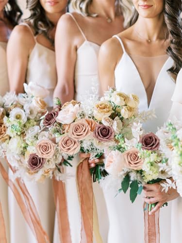 MACTING Artificial Flower Roses Real Touch Fake Flowers with Stem 30PCS Foam Roses for DIY Wedding Bouquet Table Centerpieces Party Holiday Home Spring Valentines Day Decorations(Warm Taupe Nude) - color: Warm Taupe & Nude, size: 30PCS