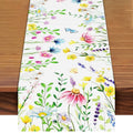 72 x 13 Inch Floral Spring Table Runner Decorations, Linen Wildflower and Butterfly Pattern Table Runner for Spring, Summer, and Mother’s Day Home Decor, Dining Table, Kitchen, Mantel, Wedding Party - style: Colonial