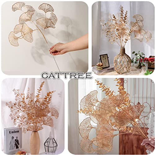 Christmas Artificial Plants Decoration 26" Tall, CATTREE Fake Plastic Golden Apricot Leaves Simulation Ginkgo Leaf Grass for Wedding Party Indoor DIY Home Office Table Centerpieces Decor Gold - 2 Pack - color: (Tall) Golden Apricot Leaves - 2 Pcs