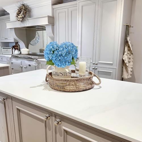 JINWOE Light Blue Artificial Hydrangea Flowers, 3pcs 21" Latex Real Touch Spring Faux Hydrangea Flowers,Lifelike Artificial Hydrangeas with Stems for Porch Bouquets Wedding Home Table Centerpieces - color: Light Blue