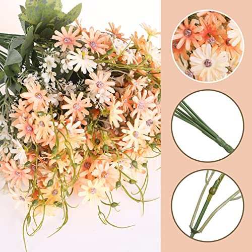 Artificial Flowers Wildflowers Silk Daisy Spring Fake Daisies Decoration Summer UV Resistant Colorful Mixed Bundles Faux Greenery Outdoor Plant Stem Filler for Home Decor Indoor Floral Arrangements - color: 02 Champagne