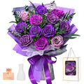 Flower Bouquet 12-Piece Preserved Roses Purple - color: Purple-12, size: 12 Roses