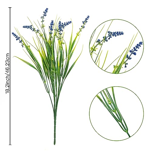 12 Bundles Outdoor Artificial Plants Flowers UV Resistant Fake Tall Grass Plants Bushes Faux Tropical Shrubs for Outside Window Box Planter Front Porch Yard Patio Floral Arrangement - color: Purple, size: 12 Pcs