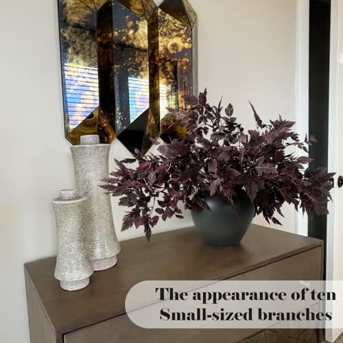 Lyrow 3 Pack 18 Inches Artificial Cimicifuga Plant Leaf Spray Faux Plum Cimicifuga Ramosa Leaf Branch Faux Fall Spray Silk Plants for Home Vase Wedding Garden Farmhouse Table Mantel Decor - size: 18 Inches