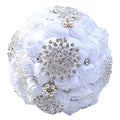 Sharebeauty 7.9 Inch Handmade Satin Rose Bridal Bouquet Toss Round Wedding Bouquet Throw Toss Artificial Flower Bunch White - color: W3217d03 White