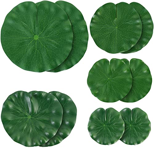 AIQINHU 10 Pcs Artificial Lily Pads for Pond Pool, 5 Sizes Realistic Floating Foam Lotus Leaves, Large Plastic Water Lily Pads Leaves for Pond Pool Fountain Garden Decoration - color: Artificial Lily Pads