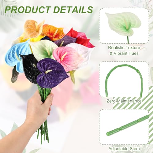 uxcell 4Pcs 11inch Artificial Anthurium Lily Flowers, Permanent Flower Bouquet for Home Arrangements Wedding Festival Decoration Crafts Store Decor Accessories, Light Green - color: Light Green