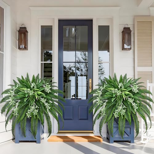 Livole 48" Large Fake Ferns Artificial Ferns for Outdoors | Large, Faux Boston Fern, 110 Branches, Realistic, UV Resistant, Planter Home Garden Porch Decor, 1Pcs - size: 48"-110 Branches-1 Pcs