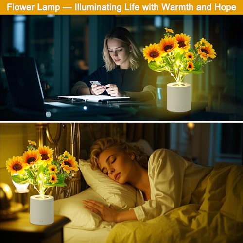 WSYEAR Sunflower Flower Lamp Gifts for Women, Birthday Christmas Ideal Gifts for Mom Granddaughter Girlfriend Friend Wife, Bedroom Bar Coffee - color: Sunflower Flower Lamp