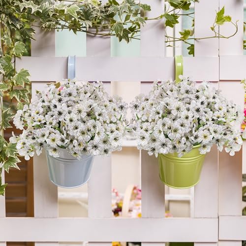 16 Bundles Artificial Flowers for Outdoors Fake White Flowers Faux Plants for Indoor Outside Garden Porch Window Box Hanging Planters Home Farmhouse - color: White, size: 15inches-16pcs