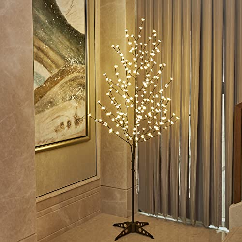 LIGHTSHARE 6.5 feet 208L LED Lighted Cherry Blossom Tree, Warm White, Decorate Home Garden, Spring, Summer, Wedding, Birthday, Christmas Holiday, Party, for Indoor and Outdoor Use - style: 6FT Warm White