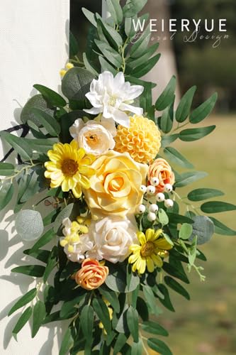 Artificial Wedding Arch Flowers Kit(Pack of 2) for Wedding Arch, Bridal Shower, Ceremony and Reception Backdrop Decoration (Gentle Creamy Yellow) - color: Gentle Creamy Yellow