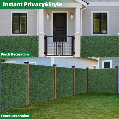 Artificial Boxwood Roll, 40x120 in(33.3 sqft) UV-Anti Faux Ivy Hedge Grass Wall Panels for Patio and Balcony Privacy, Fake Greenery Backdrop Decor for Fence, Garden, Backyard - size: 40x120inch