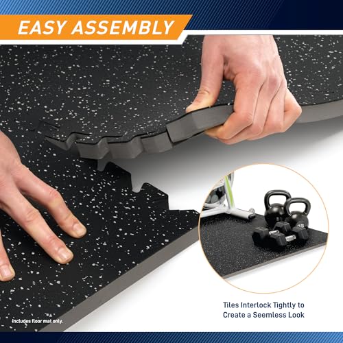 Marcy EVA Foam Interlocking Flooring Mat High Density Non-Slip Tiles for Fitness Equipment, Workout Cushion and Floor Protection - color: Multi - 0.75 Inch - Rubber Top 6 Tiles (24 Sq Ft)