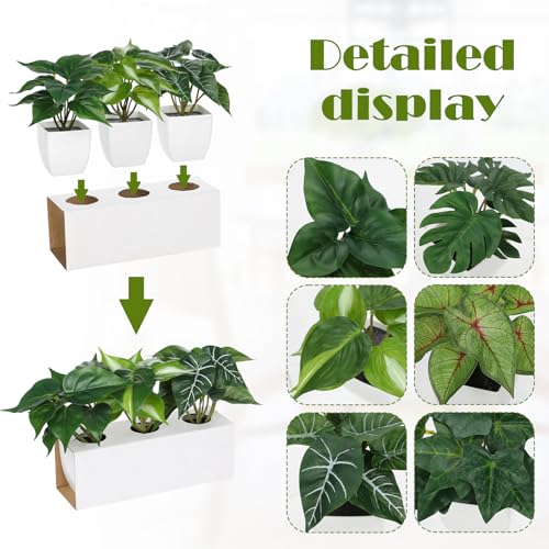 Briful 6PCS Fake Plants Potted Artificial Plants, Mini Faux Plants in White Pots Greenery Décor for Home Office Table Shelf Bathroom Farmhouse Indoor Decoration - color: Type#3