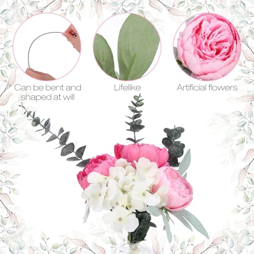 Zeyune 50pcs Artificial Peonies Flowers 4'' Fake Peonies DIY Craft Silk Flower Bulk for Home Wedding Bridal Bouquet Birthday Dining Room Table Centerpieces Backdrop Party Decor(Hot Pink and Pink) - color: Hot Pink and Pink
