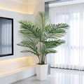 6FT Artificial Palm Tree, Palm Tree 72in Tall Faux with 15.7 White Planter, Fake Potted Tree with Lifelike Leaves for Indoor & Outdoor Home Office Decor