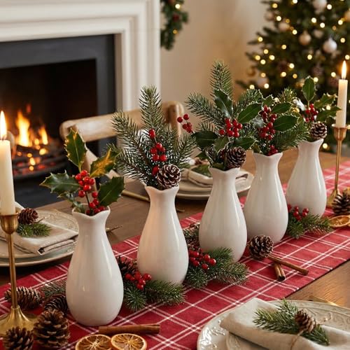 Simple Vase for Flowers Plants, Small Cute Flower Vase for Modern Table Shelf Home Decor Wedding Boho Decor, Farmhouse (6pc-XJH-Brown) - color: 6pc-xjh-brown