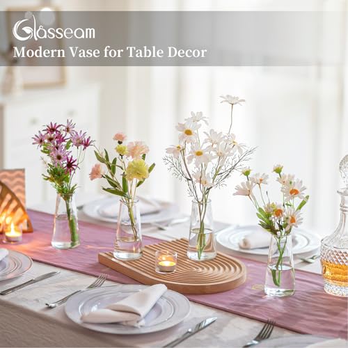 Glasseam Clear Flower Vases for Centerpieces: Modern Glass Vase Set of 24 for Wedding Party Centerpiece Home Table Decor 5.5In Small Bud Vases for Flowers Rose Tulip Stems - size: Clear-24pcs