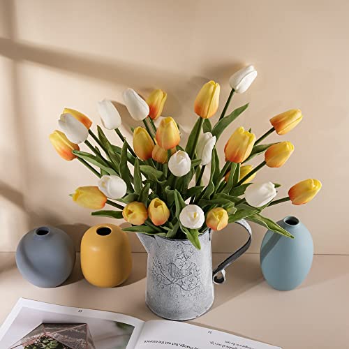 30 pcs Real-Touch Artificial Tulip Flowers Home Wedding Party Décor (Pure White) - color: Pure White