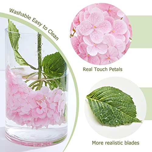 Waipfaru 21" Real Touch Hydrangea Artificial Flowers with Long Stem & Leaves, Full Latex Faux Hydrangea Flowers for Home Decor Party Floral Arrangements Wedding Bouquets Centerpieces(Pink, 3Pcs) - color: Pink, size: 3pcs