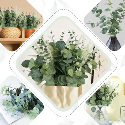 Coreland Artificial Eucalyptus Leaves Stems 120 Pcs 4 Kinds Mixed Fake Silver Dollar Eucalyptus Leaves Stem Bulk Faux Leaf for DIY Bouquets Floral Arrangement Wedding Home Decor - color: Ferns-120pcs