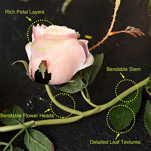 FiveSeasonStuff Dreamy Pink Artificial Silk Roses Flower Garland, Bendable Hanging Vines (2pcs, 11ft) - color: Dreamy Pink