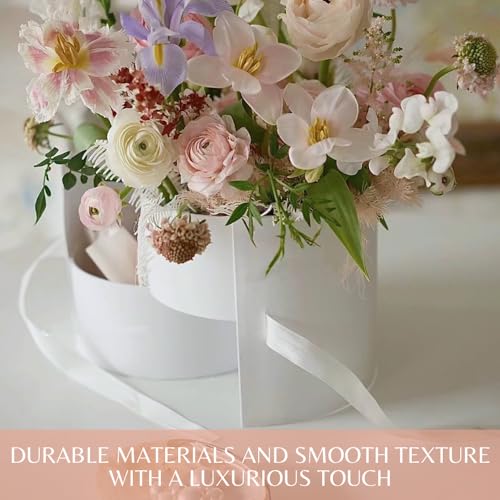 BBJ WRAPS Flower Box with Lid for Arrangements, Double Layers Rotating Drawer Luxury Round Flower Bouquet Gift Boxes Packaging, 1 Set, 7.5"(D) x 6.5"(H) (Black) - color: Black Round