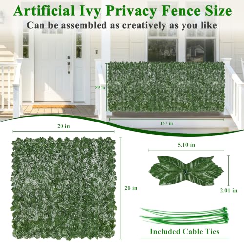iCover 59 * 157in Artificial Ivy Privacy Fence Screen,Green Maple Leaf Strengthened Joint Prevent Leaves Falling Off, Faux Hedge Panels Greenery Vines, Decorative Fences for Outdoor, Garden - color: Green Maple Leaf, size: 59*157in