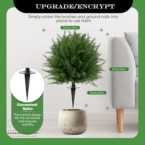 FAJUNZH Artificial Topiary Bushes for Outdoors with Spike, Boxwood Ball Fake Shrubs UV Resistant Faux Plants for Indoor Outdoor Fall Thanksgiving Halloween Decor (Upgraded Artificial Topiary) - color: Upgraded Artificial Topiary