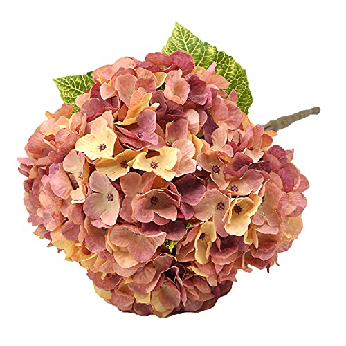2Bouquets Artificial Fake Flowers Plants Silk Hydrangea Arrangements Wedding Bouquets Decorations Plastic Floral Home Kitchen Garden Party Festival Bar DIY(Champagne-Dusty Pink) - color: Champagne-dusty Pink