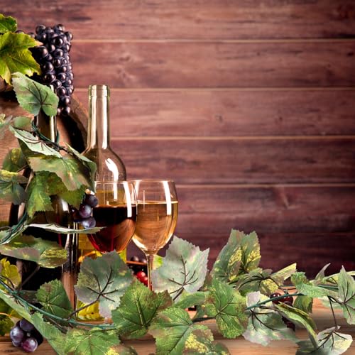 Artificial Grape Leaf Garland Vine Plant for Decoration Fake Greenery Garlands Hanging Leaves with Grapes for Wine Italian Themed Party Decor Wedding Photo Stage Favors(6.5 ft,Light Green) - color: Light Green, size: 6.5 ft