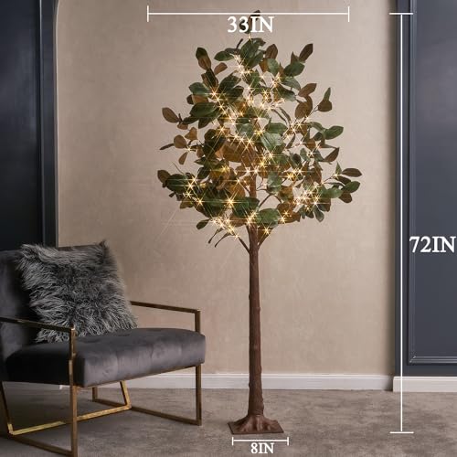 Hairui Lighted Magnolia Tree 6FT 280 LED Fairy Lights, Faux Plant Tree with Lights for Home Holiday Spring Decoration - style: 6FT-Magnolia Tree