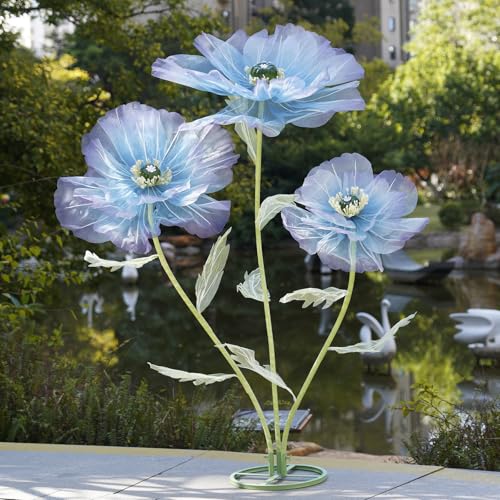 Giant Artificial Flowers for Decoration with Stand,Extra-Large Gradient Blue to Purple Faux Bloom Display for Wedding Decor,Event Backdrops, Storefront Styling & Home Interior Decoration - color: Blue to Purple Gradient