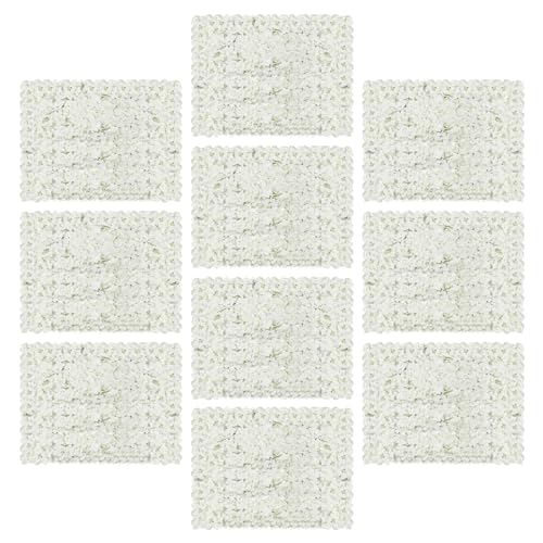 10 pcs 24" x 16" Artificial Flower Wall Panels Decoration,3D Fake Silk Rose Flower Wall Backdrop for Wedding, Party, Home Decor DIY Projects