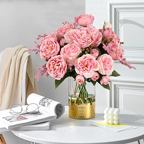Artificial Peonies Silk Flowers, Pink Faux Peony Bouquet 4 Bundles Florals Arrangements for Farmhouse Home Boho Wedding Table Centerpiece, Fake Plastic Flowers Bulk for Vase Decoration (Blush Pink) - color: Blush Pink, size: 4PCS