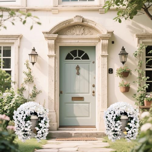 Artificial Flowers for Outdoors Fake White Bougainvillea Hanging Flower Decoration, 2Pcs Realistic Faux Silk Plants Long Trailing Vines, Spring Decor for Porch Patio Balcony Planter Yard - color: Bougainvillea - White