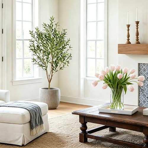 Nafresh Tall Faux Olive Tree, 5ft(60in) Realistic Potted Silk Artificial Indoor with Green Leaves and Big Fruits for Home Office Living Room Bedroom Stairs Foyer Decor - size: 5ft